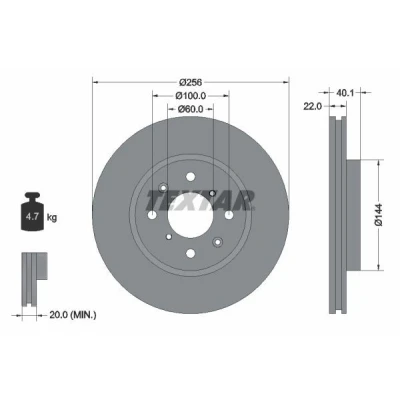 Bilde av TEXTAR PRO 92232803 Bremseskiver 256 22 04/08 100 innvendig ventilert belagt uten hjulfestebolt, hjulnav SUZUKI: SWIFT 4