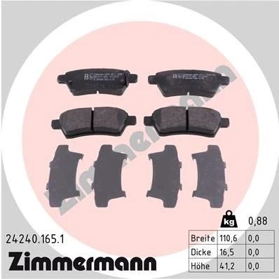 Bilde av ZIMMERMANN 24240.165.1 Bremseklosser med akustisk slitasjevarsel Bildet viser leveranseinnholdet NISSAN: Pathfinder 3, NP300 Navara Pick up