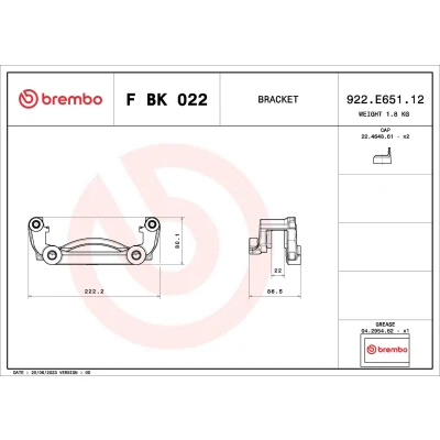 Bilde av BREMBO F BK 022 Bremsecaliper holder sett NISSAN: NV400 Minibuss, OPEL: Movano B Van
