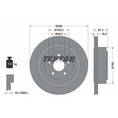 Bilde av TEXTAR PRO 92173603 Bremseskiver 289 18 05/07 100 innvendig ventilert belagt uten hjulfestebolt, hjulnav SUBARU: Legacy 4, Impreza II Sedan