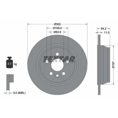 Bilde av TEXTAR PRO 92283003 Bremseskiver 302 11 05/06 108 fullt ut belagt uten hjulfestebolt, hjulnav LAND ROVER: Freelander 2 SUV