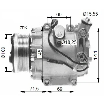Bilde av NRF 32491 Kompressor TRSE09 12 PAG 46 med kompressorlje HONDA: CIVIC 8 Hatchback