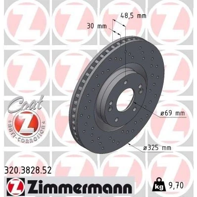 Bilde av 2x ZIMMERMANN Bremseskive KIA: Sorento IV 325mm 30mm 7/5 5 hull 114mm innvendig ventilert, hullet 320.3828.52 Bremseskiver, Skivebremser
