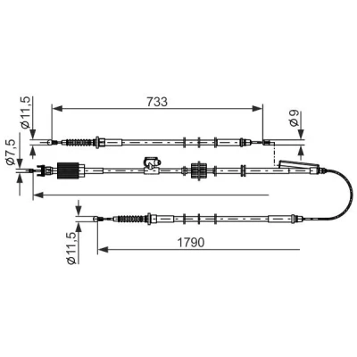 Bilde av BOSCH 1 987 482 803 Bremsekabel 1790, 733 OPEL: Astra J Sports Tourer, Sedan