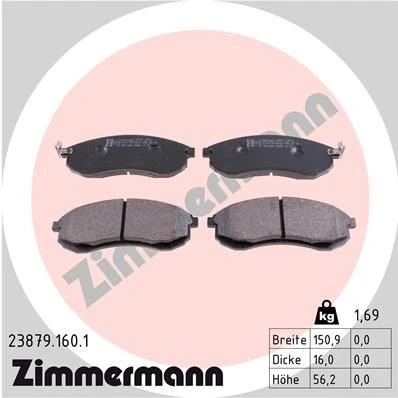 Bilde av ZIMMERMANN 23879.160.1 Bremseklosser med akustisk slitasjevarsel Bildet viser leveranseinnholdet MITSUBISHI: L200 III Pick up