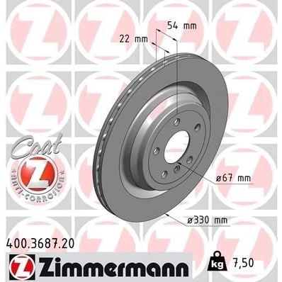 Bilde av ZIMMERMANN COAT Z 400.3687.20 Bremseskiver 330 22 6/5 5 112 innvendig ventilert belagt høy karbon MERCEDES BENZ: ML Klasse, GLE SUV