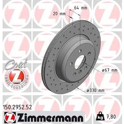 Bilde av ZIMMERMANN SPORT COAT Z 150.2952.52 Bremseskiver 330 20 6/5 5 112 innvendig ventilert, hullet belagt høy karbon BMW: 7, Sedan