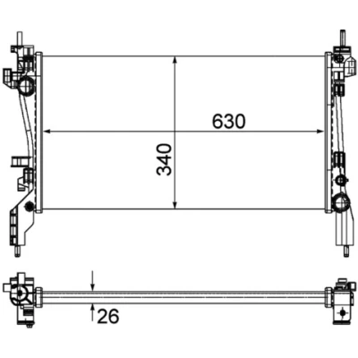 Bilde av MAHLE ORIGINAL CR 1122 000P Radiator for kjøretøy med/uten klimaanlegg 630 340 26 Kjøleribber satt sammen mekanisk