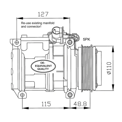 Bilde av NRF 32048 Kompressor 10PA17C 12 PAG 46 R 134a med kompressorlje, tetningsring BMW: 3 Coupé