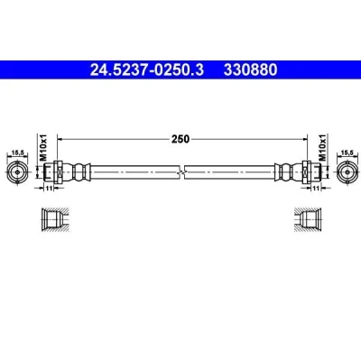 Bilde av ATE 24.5237 0250.3 Bremseslange 250 VOLKSWAGEN: Transporter 5, 5 Bus, Multivan (7HM