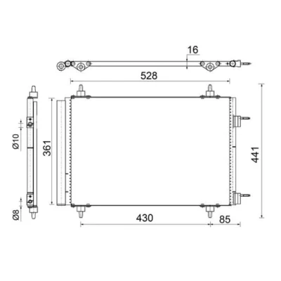 Bilde av MAHLE ORIGINAL AC 554 000S Kondensator med tørker 10 8 528 PEUGEOT: 5008 I, 3008 CITROËN: C4 I Grand Picasso
