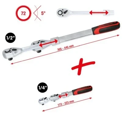 Bilde av KS TOOLS 914.1412 Reversibel skralle 72 12,5 (1/2&quot;), 6,3 (1/4&quot;)mm (tommer) Krom vanadium stål