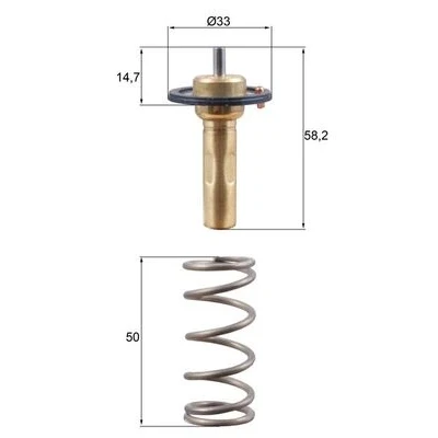 Bilde av MAHLE ORIGINAL TX 265 89D Termostat 89 med tetning FORD: S Max Mk1, FIESTA 6, FOCUS 3, VOLVO: V70 V60 I