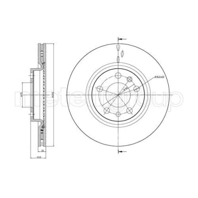 Bilde av METELLI 23 0863C Bremseskiver 292,0 22,0 5 70,0 ventilert spraylakkert ALFA ROMEO: 159 Sportwagon, Giulia Sedan, Stelvio