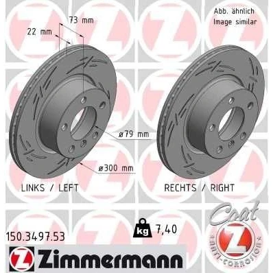 Bilde av ZIMMERMANN 150.3497.53 Bremseskiver 300 22 6/5 5 120 innvendig ventilert, med sliss belagt høy karbon BMW: 3 Sedan, 4 Coupé, Touring