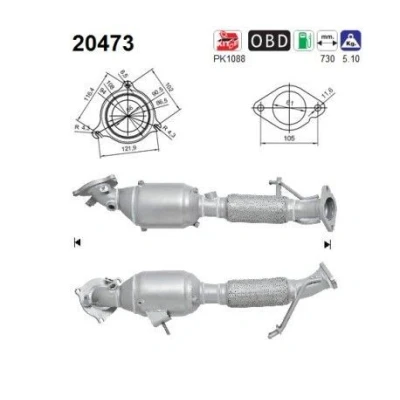 Bilde av AS 20473 Katalysator Euro 5 FORD: MONDEO 4 Turnier, S Max Mk1,