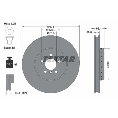 Bilde av TEXTAR PRO+ 92266125 Bremseskiver BMW: 5 Touring, Sedan, 7