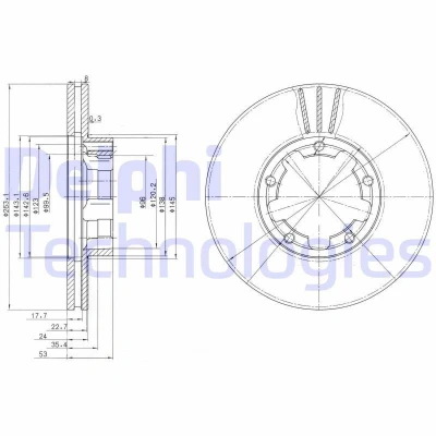 Bilde av DELPHI BG3245 Bremseskiver 263 24 5 ventilert oljet ubehandlet uten hjullager, ABS sensorring NISSAN: Cabstar E Flatvogn lastebil / Chassis