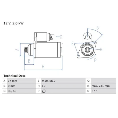 Bilde av BOSCH 0 986 018 731 Starter 12 2 10 MITSUBISHI: PAJERO 2, 1 Canvas Top, 1, HYUNDAI: Terracan