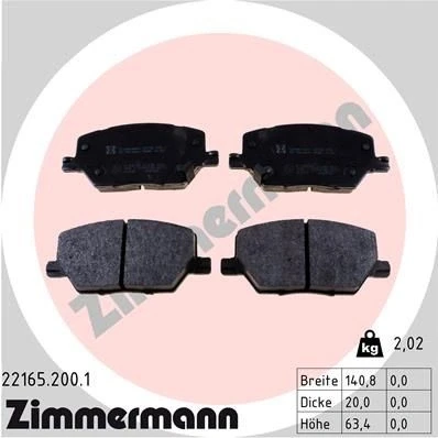 Bilde av ZIMMERMANN 22165.200.1 Bremseklosser med akustisk slitasjevarsel Bildet viser leveranseinnholdet JEEP: Renegade SUV