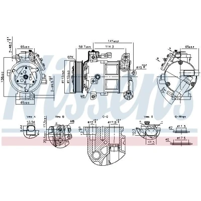 Bilde av NISSENS 891186 Kompressor 6SBU14C R 134a, 1234yf