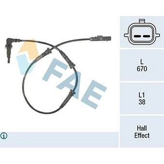 Bilde av FAE 78314 ABS Sensor med kabel Hall prinsipp 2 670