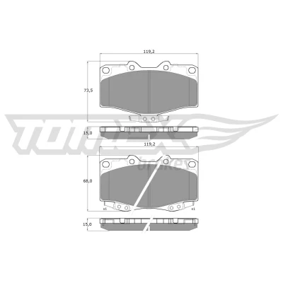Bilde av TOMEX brakes TX 13 81 Bremseklosser framaksel med akustisk slitasjevarsel TOYOTA: Land Cruiser Prado 90, HILUX 6 Pick up, 5 up