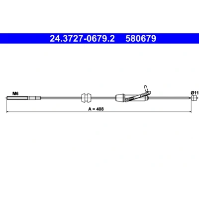 Bilde av ATE 24.3727 0679.2 Bremsekabel 408 FORD: FIESTA 6, Transit Courier Van