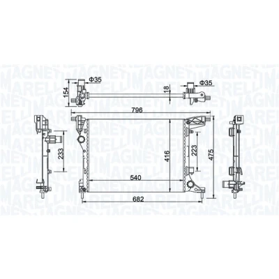 Bilde av MAGNETI MARELLI 350213203300 Radiator 540 416 18 Kjøleribber satt sammen mekanisk