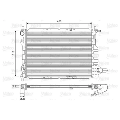 Bilde av VALEO 701598 Radiator Aluminium 318 458 16 uten kjølemiddelregulator Kjøleribber loddet