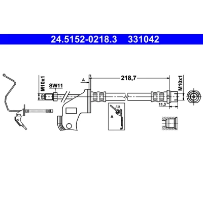 Bilde av ATE 24.5152 0218.3 Bremseslange 230 M10x1 OPEL: Astra H Hatchback