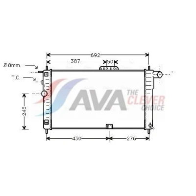 Bilde av AVA COOLING SYSTEMS DWA2001 Radiator Aluminium 635mm 378mm 23mm uten ekspansjonstank, med ramme Kjøleribber satt sammen mekanisk