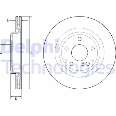 Bilde av DELPHI BG4927C Bremseskiver 295 22 5 ventilert belagt ubehandlet uten hjullager, ABS sensorring MERCEDES BENZ: A Klasse, B CLA Coupé