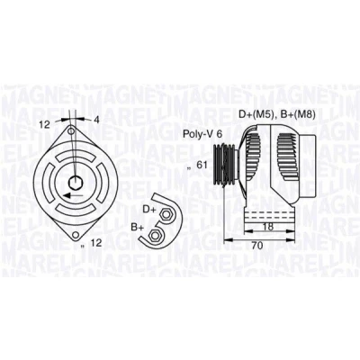 Bilde av MAGNETI MARELLI 063377005010 Dynamo 12V 140A ALFA ROMEO: 156 Sedan, 159 Sportwagon, FIAT: Croma II Stasjonsvogn, Sedici