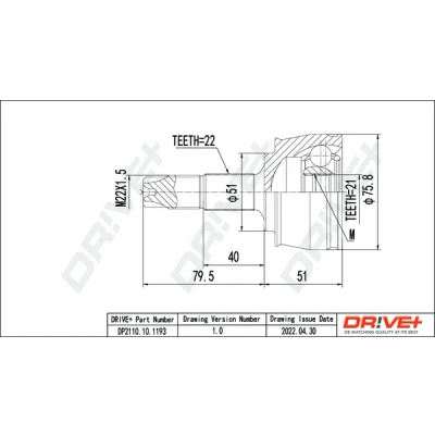 Bilde av Dr!ve+ DP2110.10.1193 Drivknute for kjøretøy med ABS, uten ABS TPE (termoplastisk elastomer) OPEL: Corsa D Hatchback