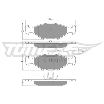 Bilde av TOMEX brakes TX 10 794 Bremseklosser framaksel inkl. slitasjevarselkontakt