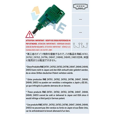 Bilde av Bremselysbryter, audi,ford,seat,skoda,vw, 1070613, 1108751, 1211023, 1424244, 1451281, 1495877, 1C0 945 511 A NAR, RDW, 1C