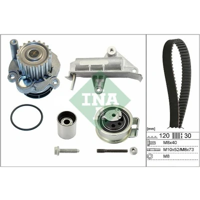 Bilde av INA 530 0177 30 vannpumpe + Registerreimsett med AUDI: A6 C5 Avant, Sedan, VOLKSWAGEN: Golf 4, Bora Sharan I