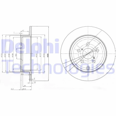 Bilde av DELPHI BG3912 Bremseskiver 280 10 5 fullt ut oljet ubehandlet uten hjullager, ABS sensorring TOYOTA: Avensis II Station Wagon, Sedan