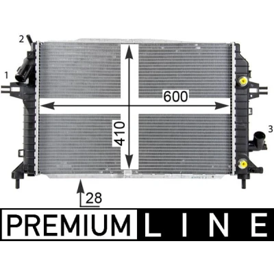 Bilde av MAHLE ORIGINAL CR 1857 000P Radiator 600 410 28 Kjøleribber loddet OPEL: Zafira B