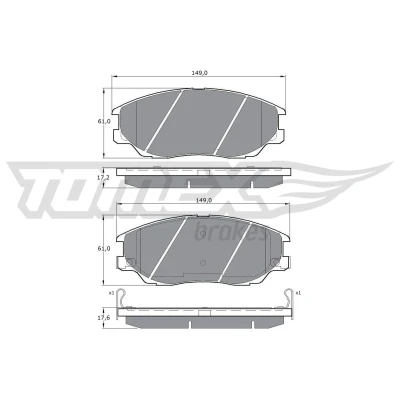 Bilde av TOMEX brakes TX 17 09 Bremseklosser framaksel med akustisk slitasjevarsel HYUNDAI: Terracan, SSANGYONG: RODIUS I, 2