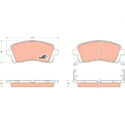 Bilde av TRW COTEC GDB3217 Bremseklosser med akustisk slitasjevarsel tilbehør SUBARU: Legacy 4, Outback III, Impreza II Sedan