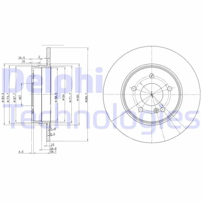 Bilde av DELPHI BG3239C Bremseskiver 290 10 5 fullt ut belagt ubehandlet uten hjullager, ABS sensorring MERCEDES BENZ: E Klasse Sedan, C Sedan