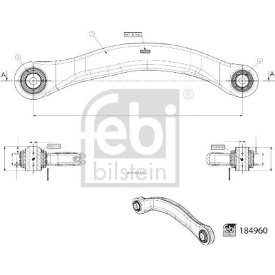 Bilde av FEBI BILSTEIN 184960 Bærebru med lager øvre, venstre bakaksel, bak, ytre Casterstag stålplate
