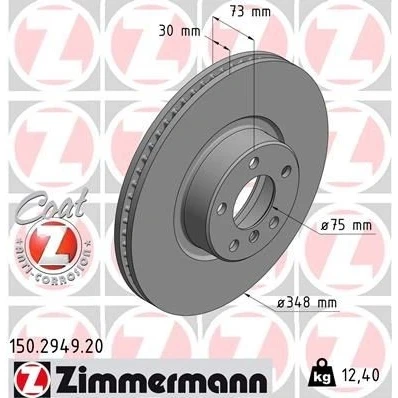 Bilde av ZIMMERMANN COAT Z 150.2949.20 Bremseskiver 348 30 6/5 5 120 innvendig ventilert belagt høy karbon BMW: X4