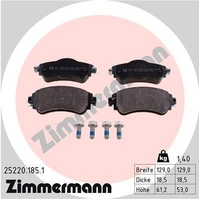 Bilde av ZIMMERMANN 25220.185.1 Bremseklosser med skruer Bildet viser leveranseinnholdet CITROËN: C4 II Hatchback