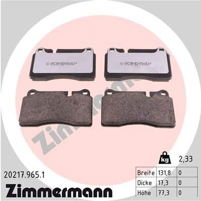 Bilde av ZIMMERMANN 20217.965.1 Bremseklosser klargjort for slitasjeindikator Bildet viser leveranseinnholdet LAND ROVER: Range Rover Sport, 3