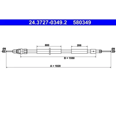 Bilde av ATE 24.3727 0349.2 Bremsekabel 1820 PEUGEOT: Partner I Combispace
