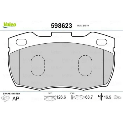 Bilde av VALEO 598623 Bremseklosser framaksel ekskl. slitasjevarselkontakt uten antiskrike blikk LAND ROVER: Defender Pick up, SUV