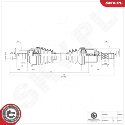Bilde av Drivaksel, Framaksel venstre Esen skv 40SKV049 mercedes benz, renault OE 391015402R, 391017321R, 391019600R
